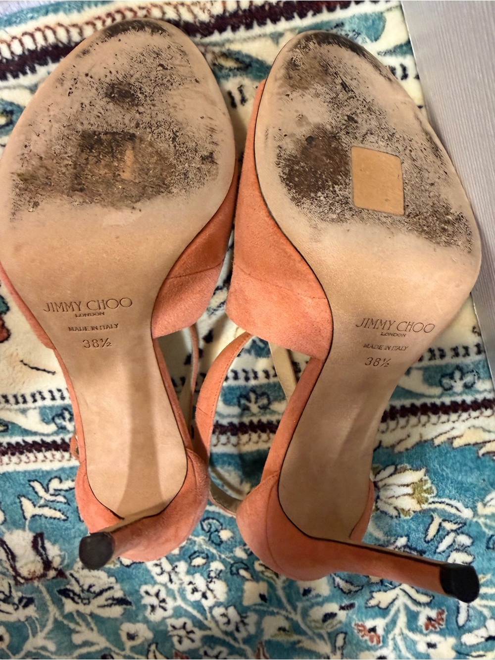 Jimmy Choo Women's Suede Ankle-Strap Sandals in Coral Emily 100 38.5 - Picture 5 of 13